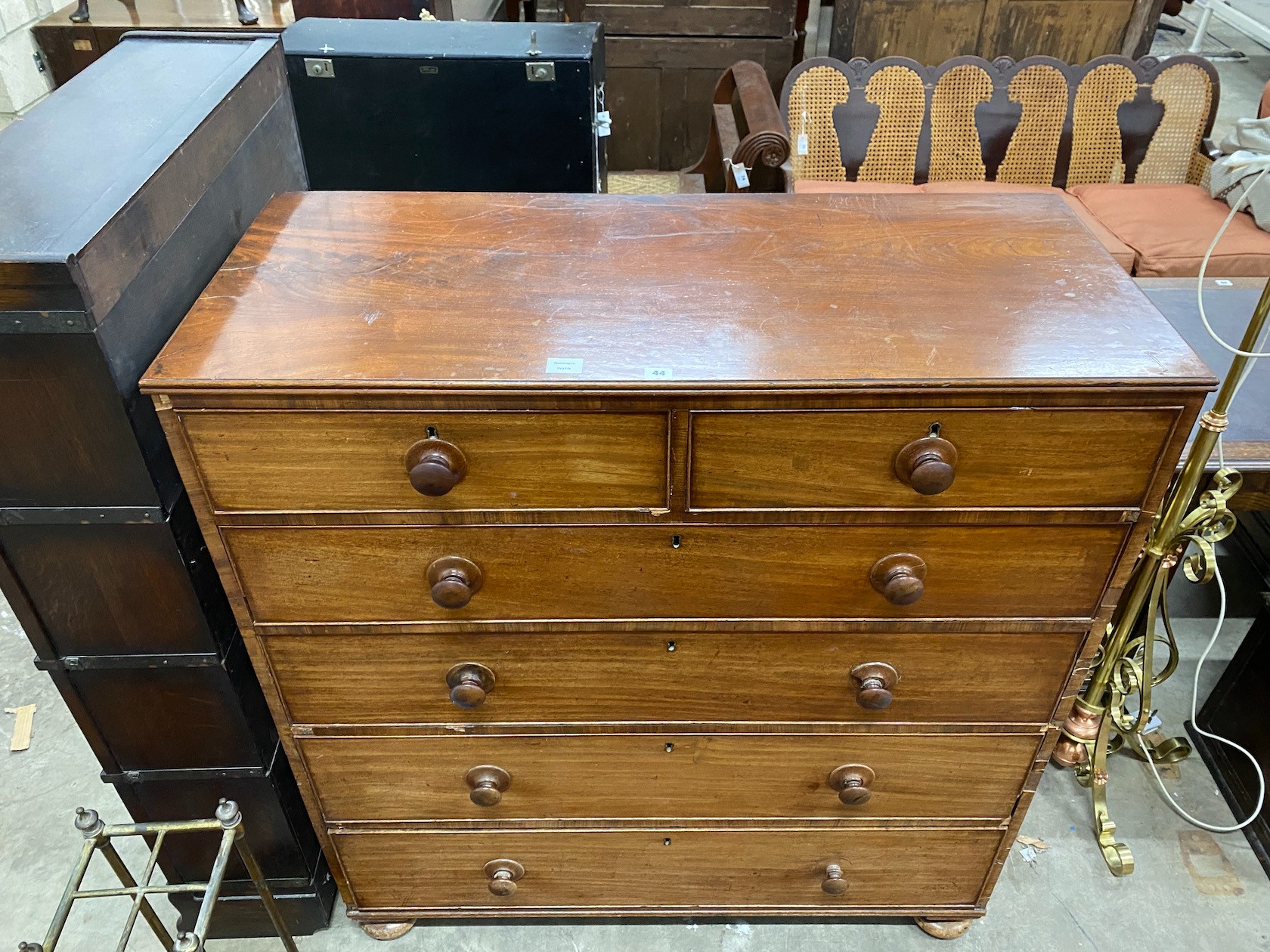 A Victorian mahogany chest of two short and four long drawers, width 119cm, depth 53cm, height 126cm